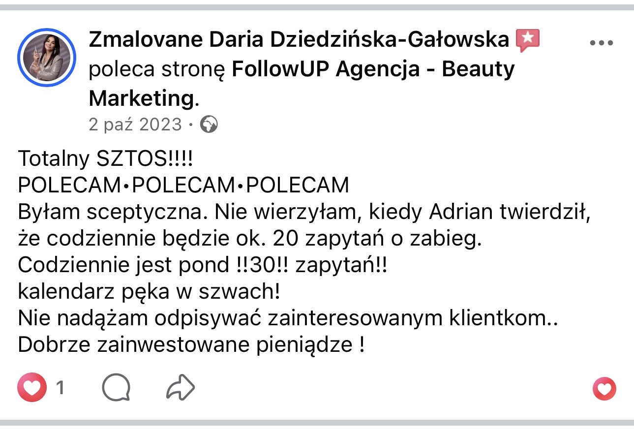 Opinia Darii (Zmalovane) o współpracy z FollowUP