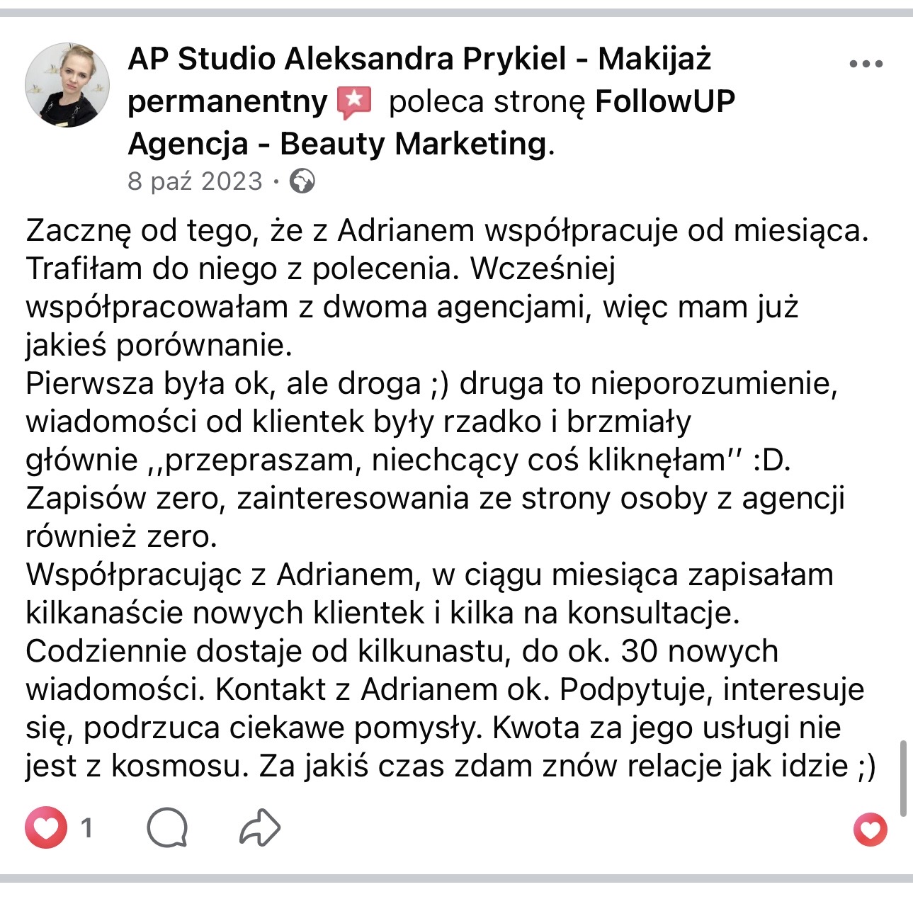 Opinia AP Studio Aleksandra Prykiel o współpracy z FollowUP